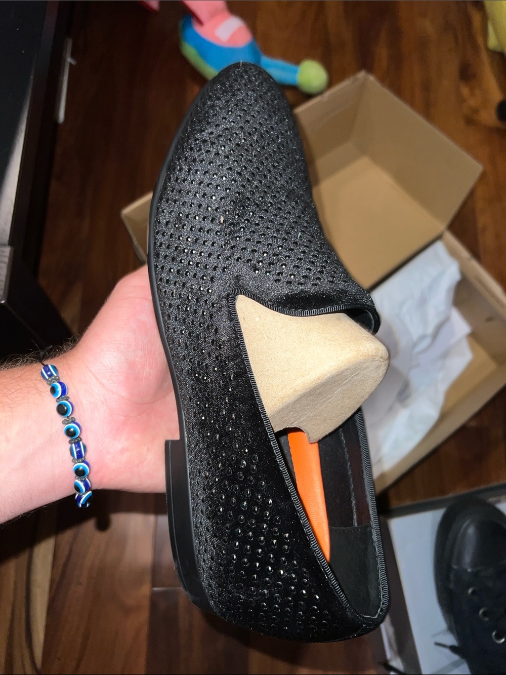 Men's Black Embellished Slip-On Dress Shoes